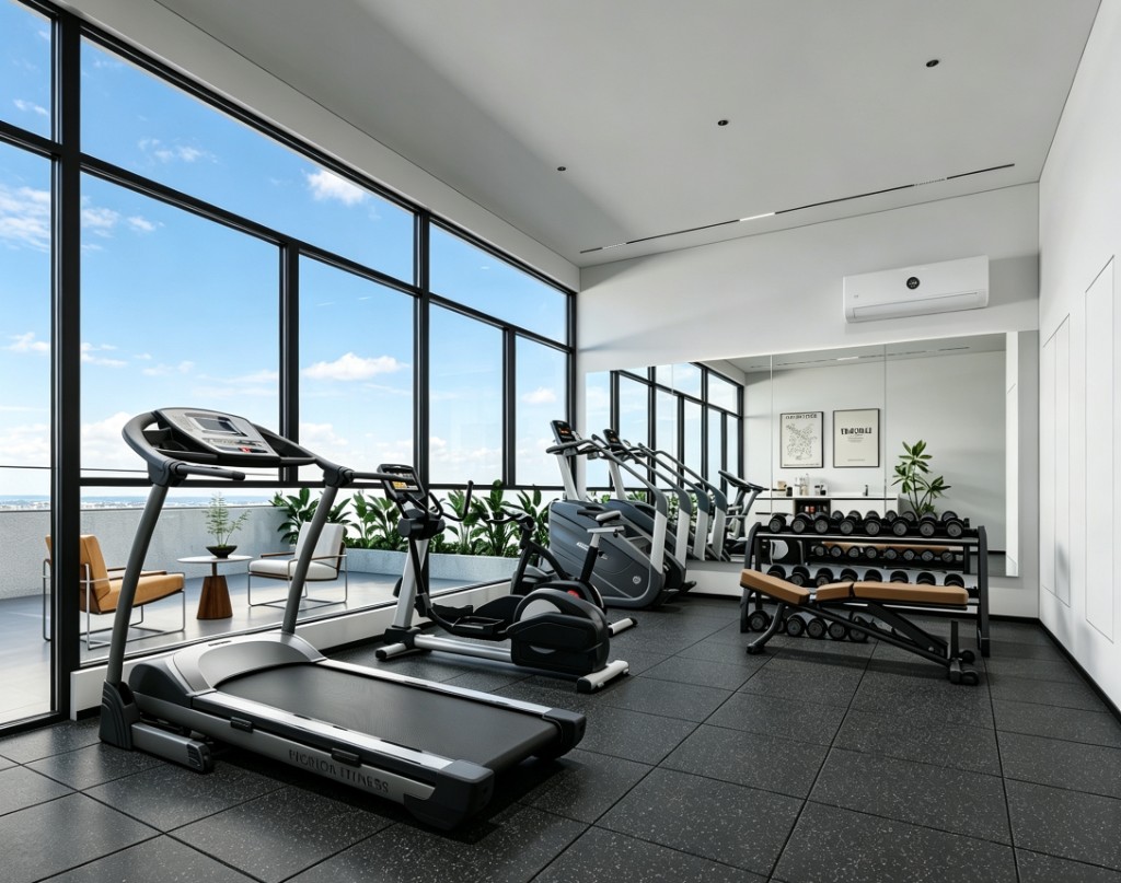 Rooftop gym interior