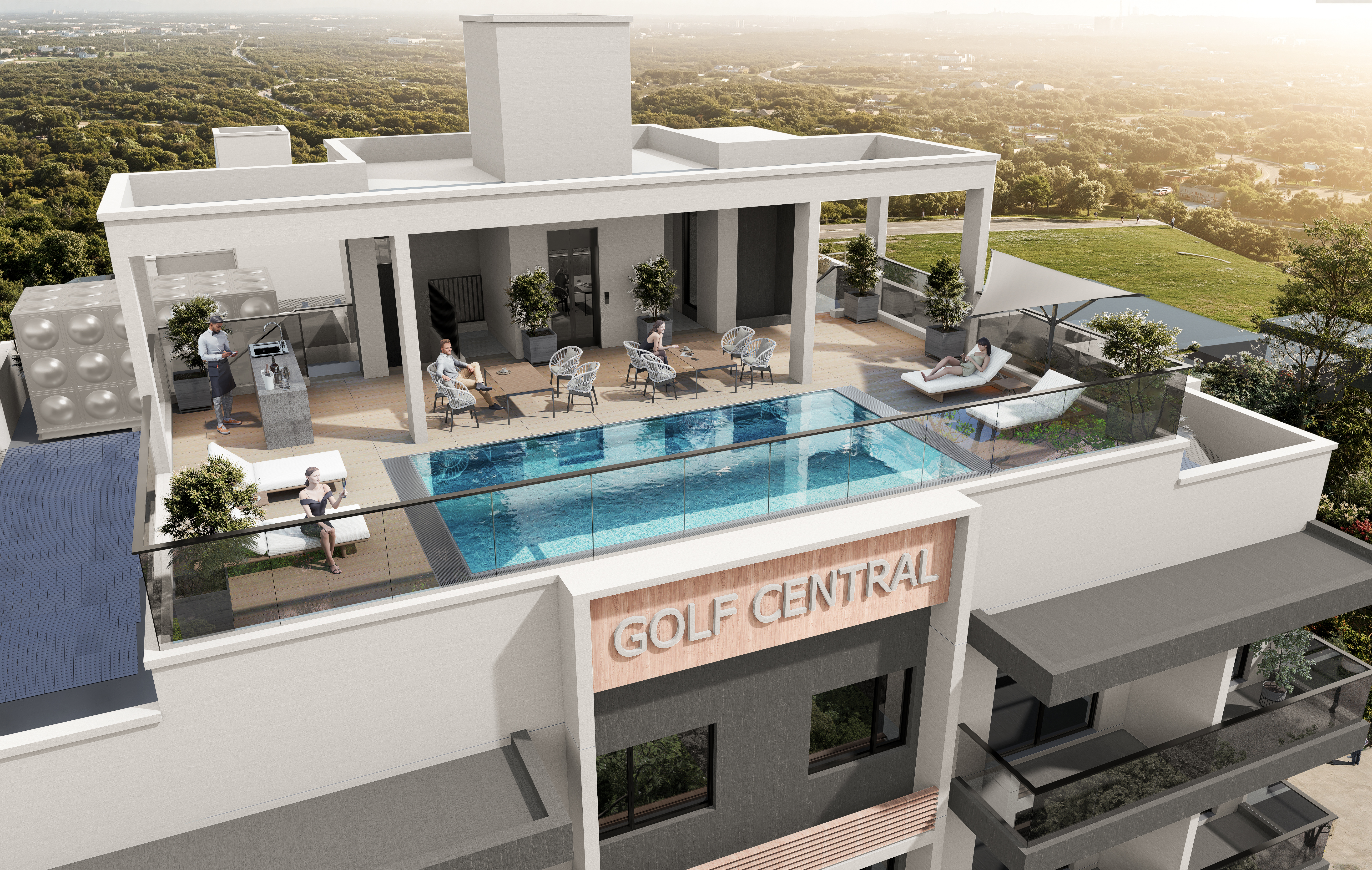 Golf view rooftop pool
