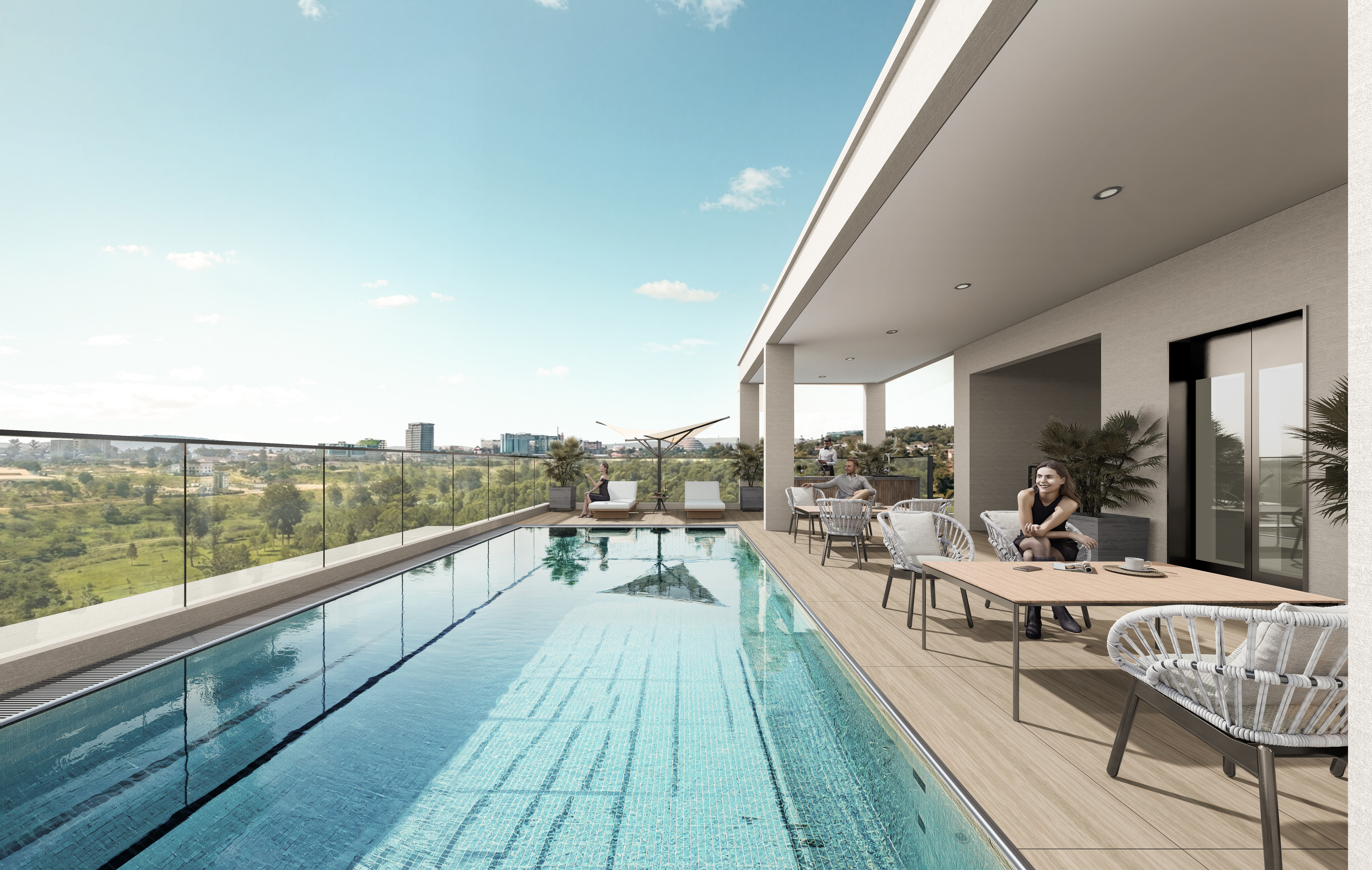 Golf view rooftop pool terrace